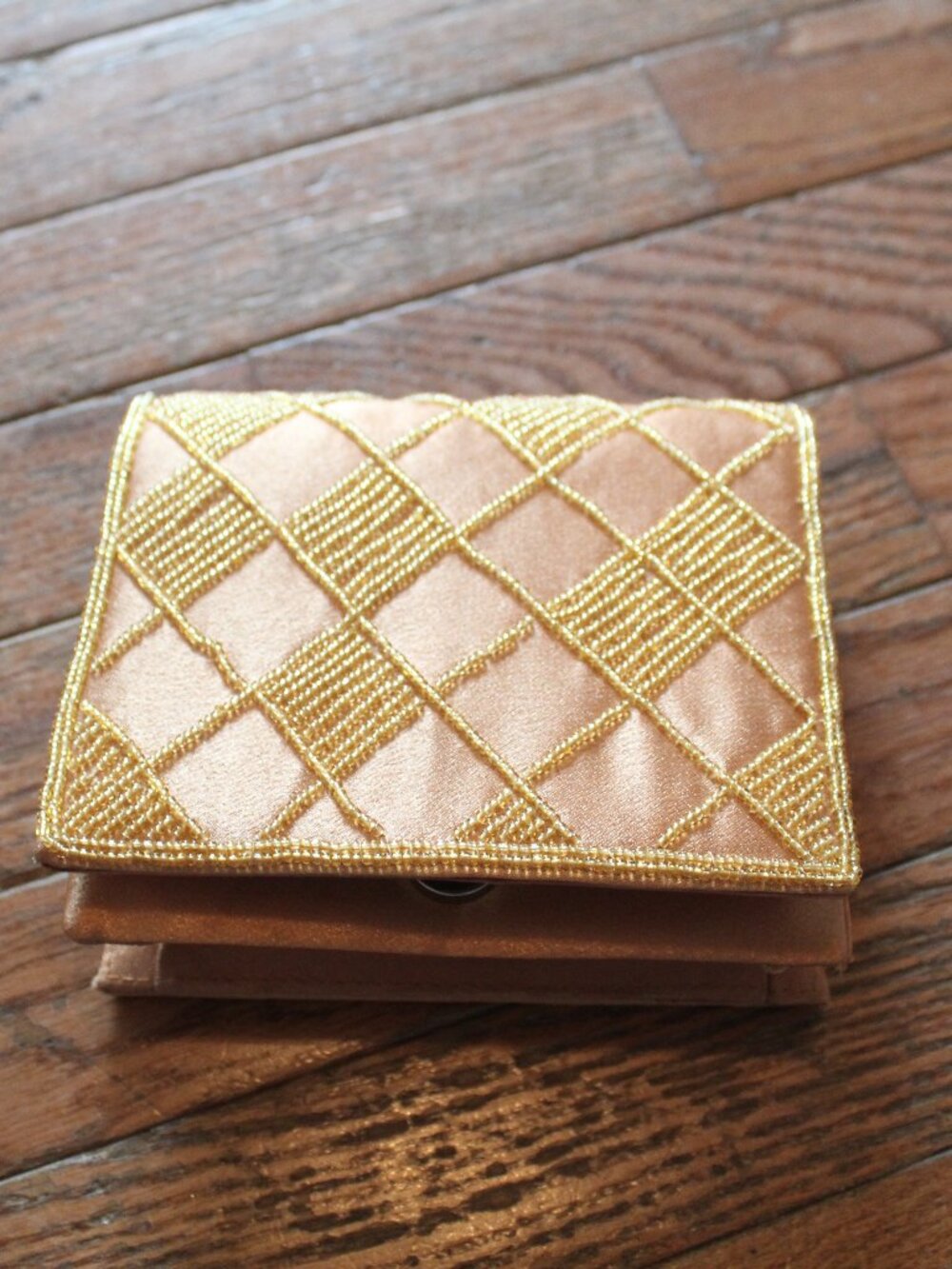 Bijoux Terner Purse Goldish Brown Evening Small clutch or knitted Strap 6" x 6"